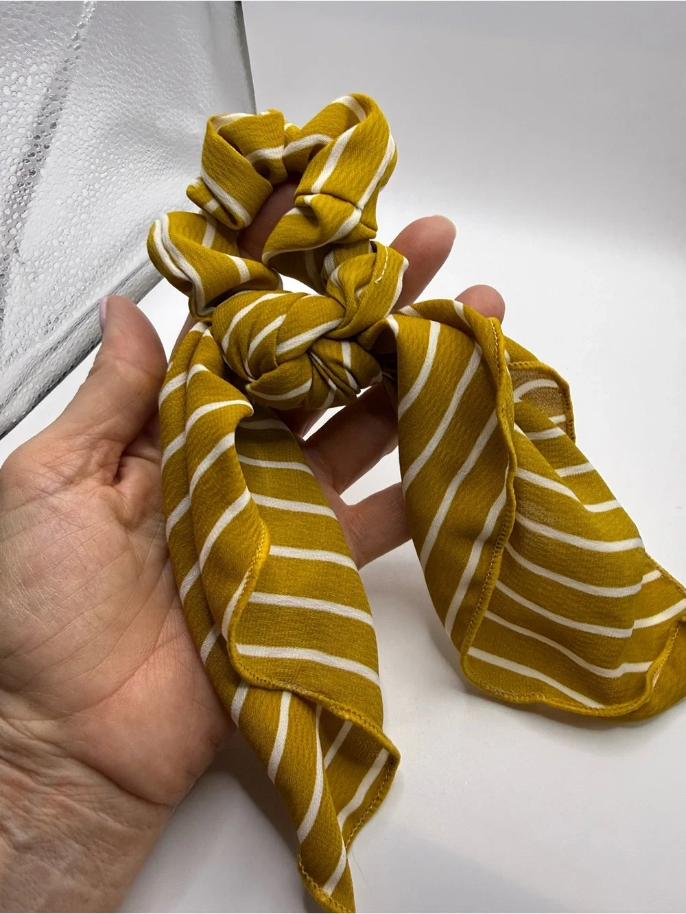 Madewell Set of 3 Women's Bow Scrunchie Hair Ties - Mustard, Blue, Mauve